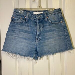 MOTHER Distressed Blue Denim Shorts